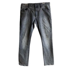 John Varvatos Bowery Slim Straight Jeans Size 33 Faded Black Gray Denim